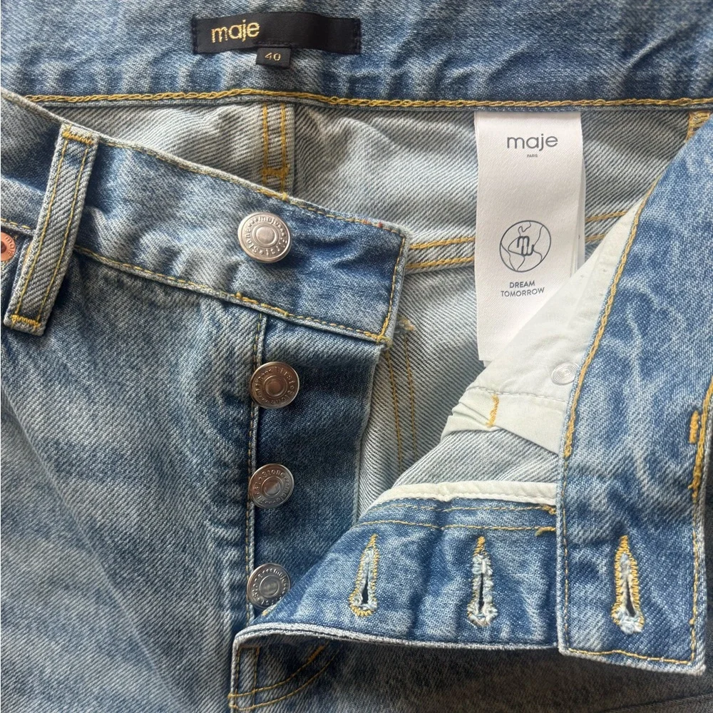 Maje Patchou Patchwork Boyfriend Denim Jeans - Picture 8 of 11